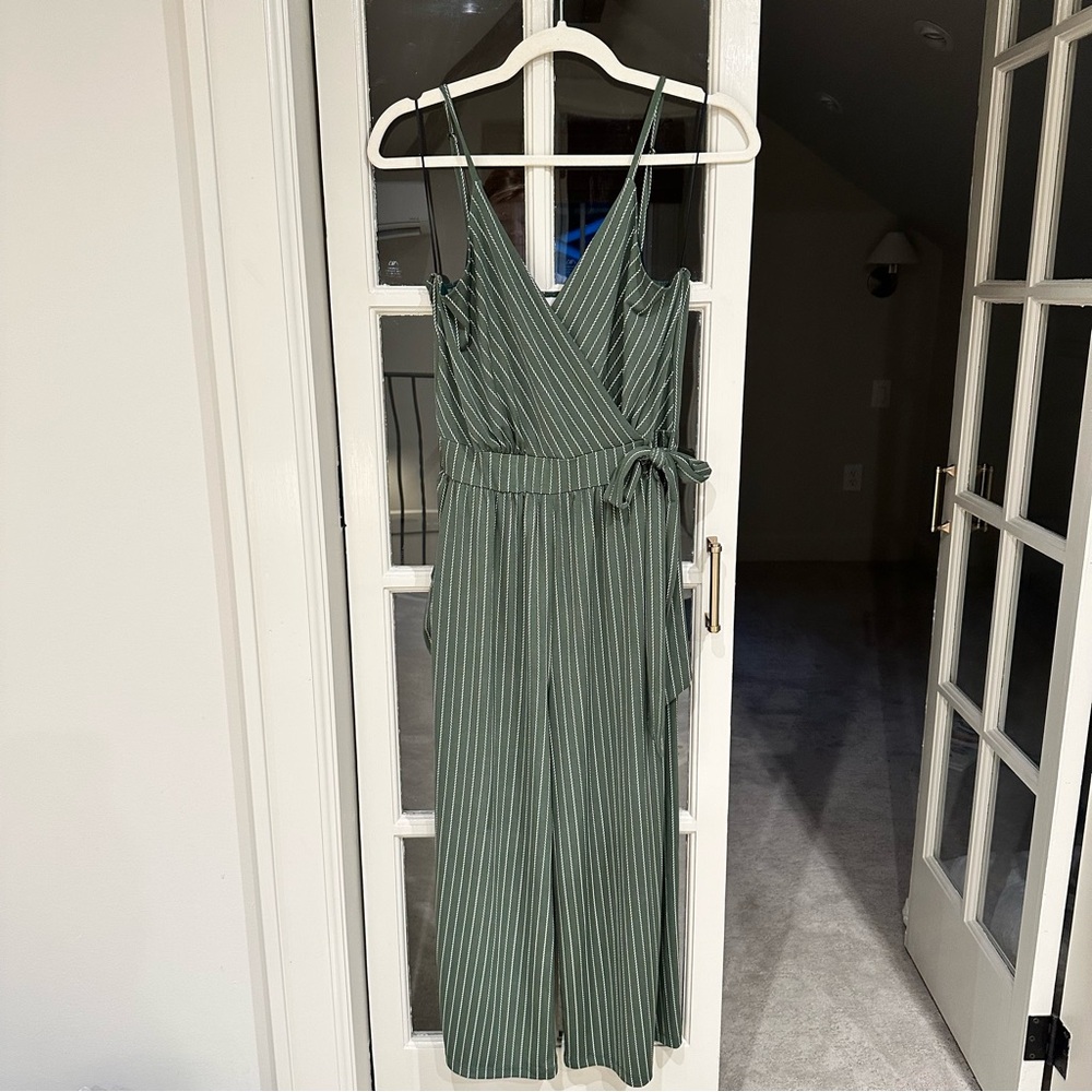 Green Striped Jumpsuit